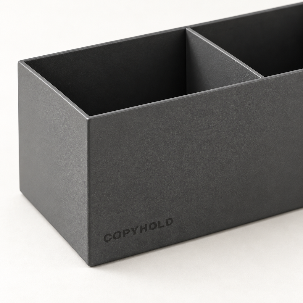 Copyhold Desk Organizer in Charcoal, detail view