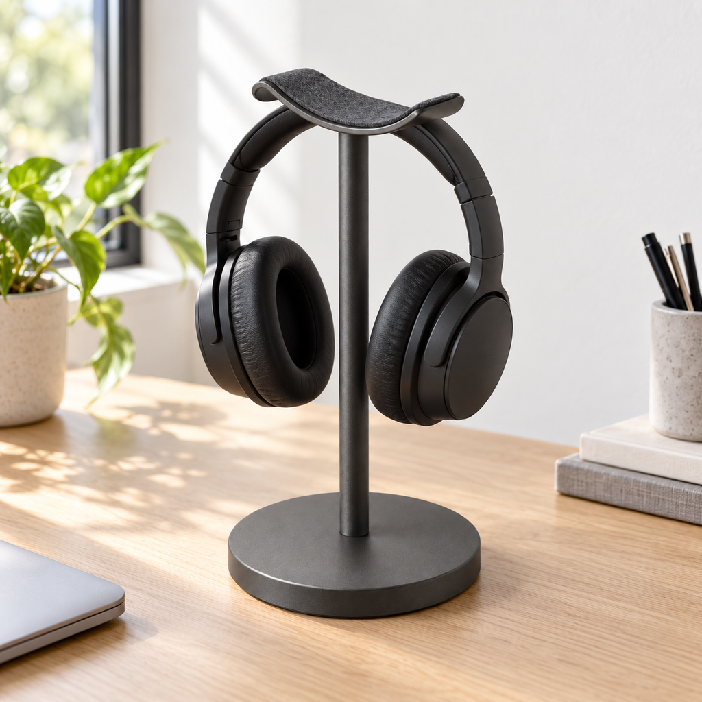Copyhold Headphone Stand in Charcoal, lifestyle view