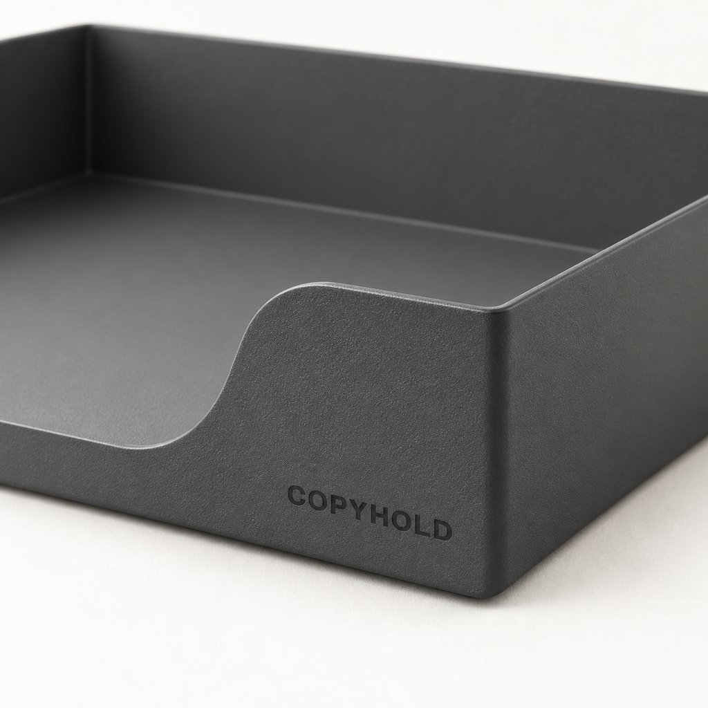 Copyhold Letter Tray in Charcoal, detail view