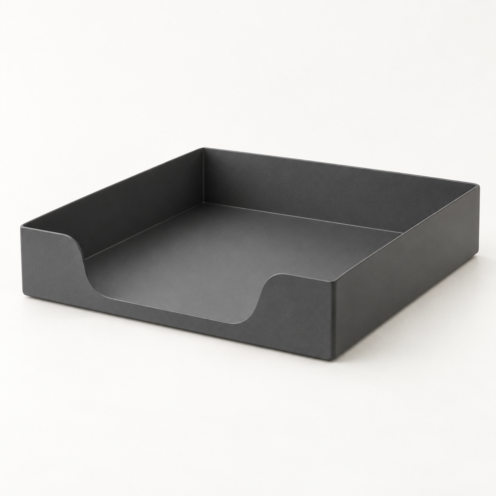 Copyhold Letter Tray in Charcoal, three-quarter view