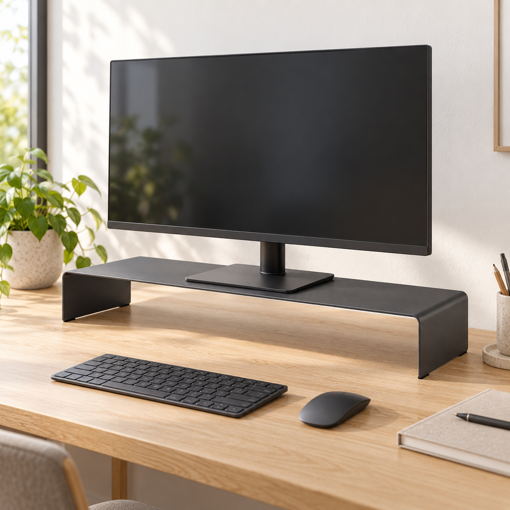 Copyhold Monitor Stand Wide in Charcoal, lifestyle view