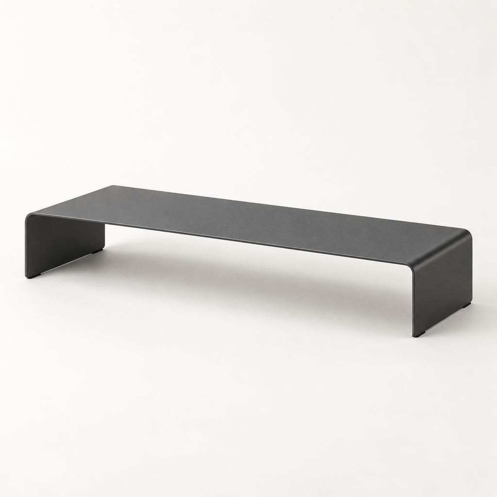 Copyhold Monitor Stand Wide in Charcoal, three-quarter view